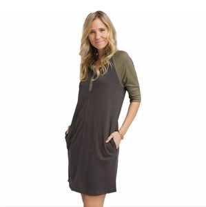 Prana Olive and Charcoal Henley Shirt